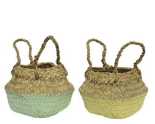 CESTINO SEAGRASS H12 D15CM. GIALLO