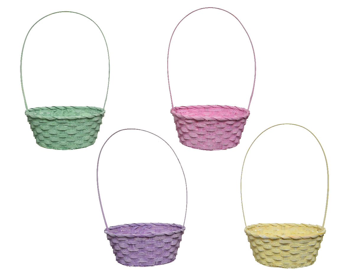 CESTO BAMB.C/MAN. H38,5 19,5X22CM. 4PZ. COL.ASS