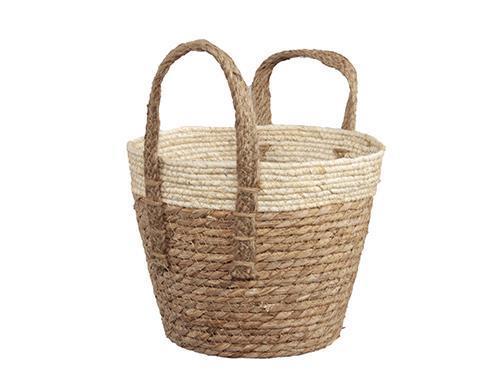 CESTA C/MANICI E FASCIA H21 D25CM. NATURAL