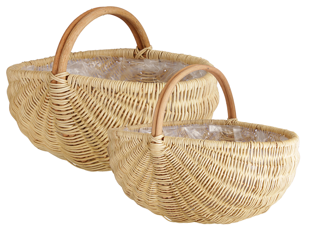 CESTO C/MANICI S/2PZ. 49/39CM. BEIGE