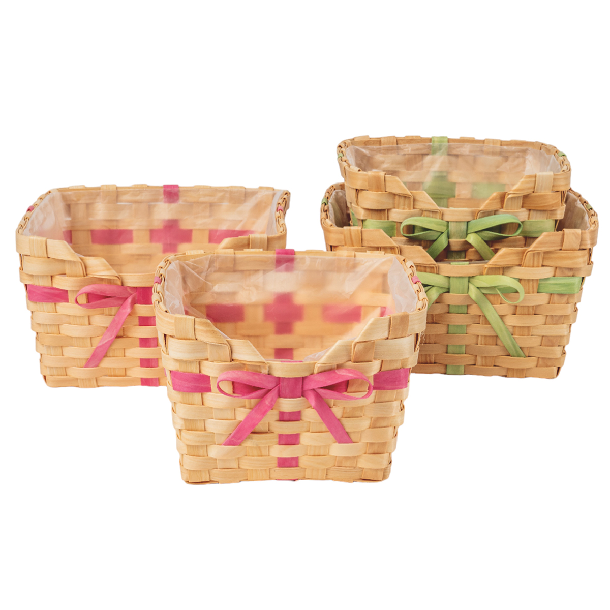 CESTO S/2PZ. 21X21 H13 26X26 H14CM. C/FIOCCO VERDE