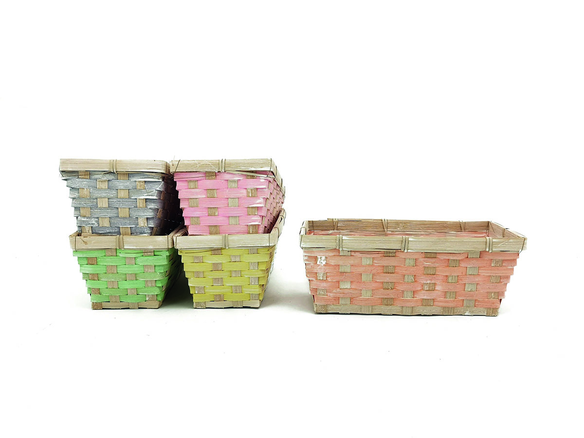 CESTO BAMBOO RETTANG. 26X13 H12CM. 5PZ. COL.ASS.