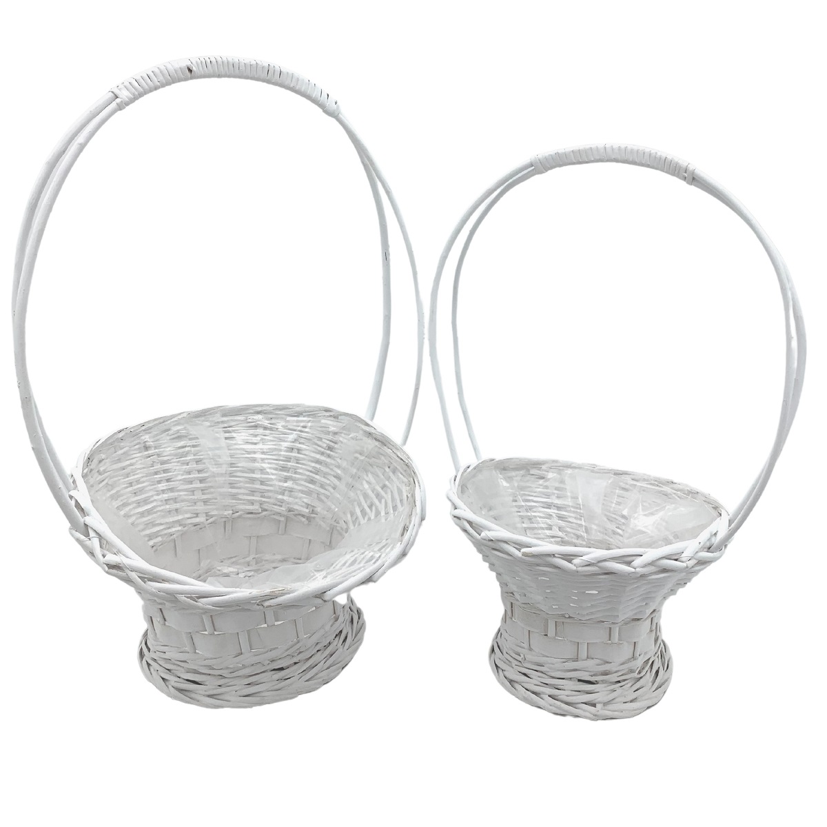 CESTI VIMINI TONDI C/M S/2PZ. D28 H21/49 D38 H23/56 BIANCO