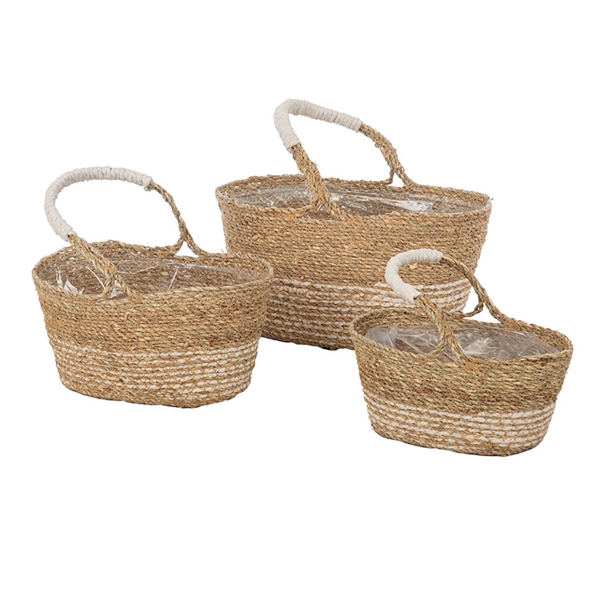CESTO S/3PZ. P.19,5X14,5 H10 G.26X20 H14CM. BIANCO