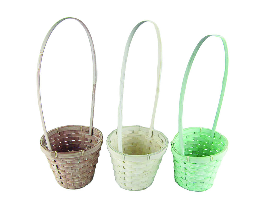 CESTO BAMBOO C/MAN. D18 H15/50CM. 6PZ. COL.ASS.