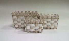 CESTO S/3 PZ  QUAD.  H.14-12-10 L.21-17-14  BIANCO