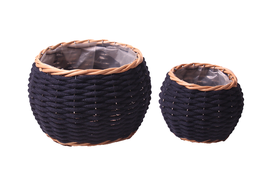 CESTO LANA SFERA S/2PZ H10,5-13 D10,5-17CM. BL