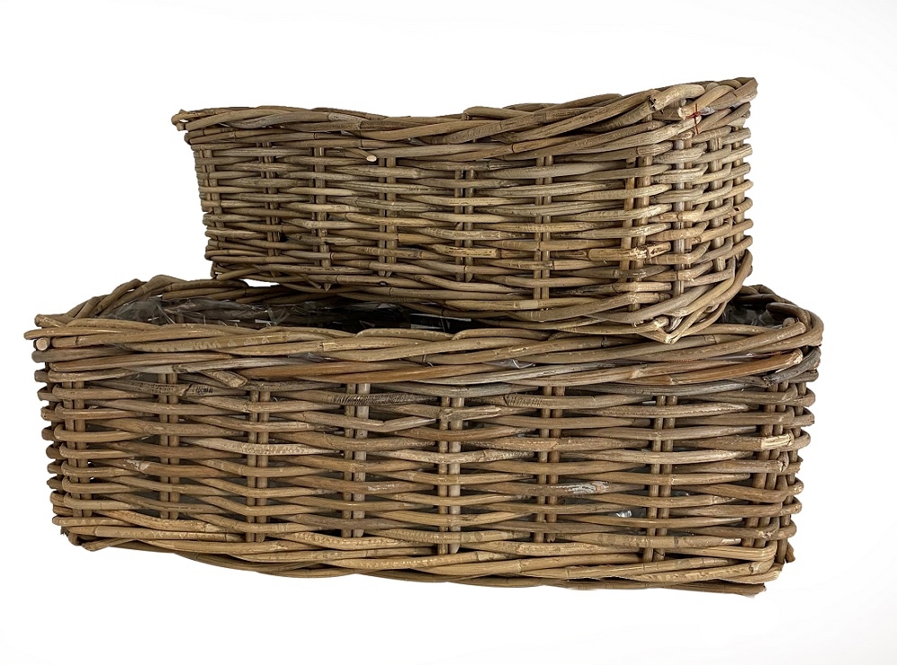 CESTO RATTAN RETT. S/2PZ. 50X16 H17 60X23 H20CM.