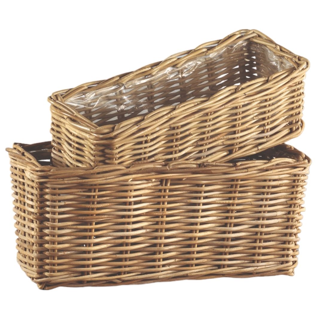 CESTO RATTAN RETT. S/2PZ. 50X20 55X25CM. H17-25