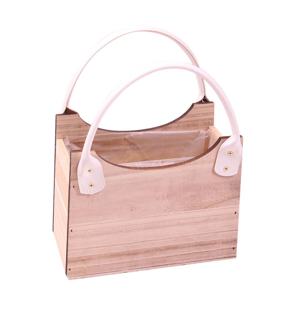 BORSA RETT.LEGNO MAN. PELLE H14 18X12CM. NAT