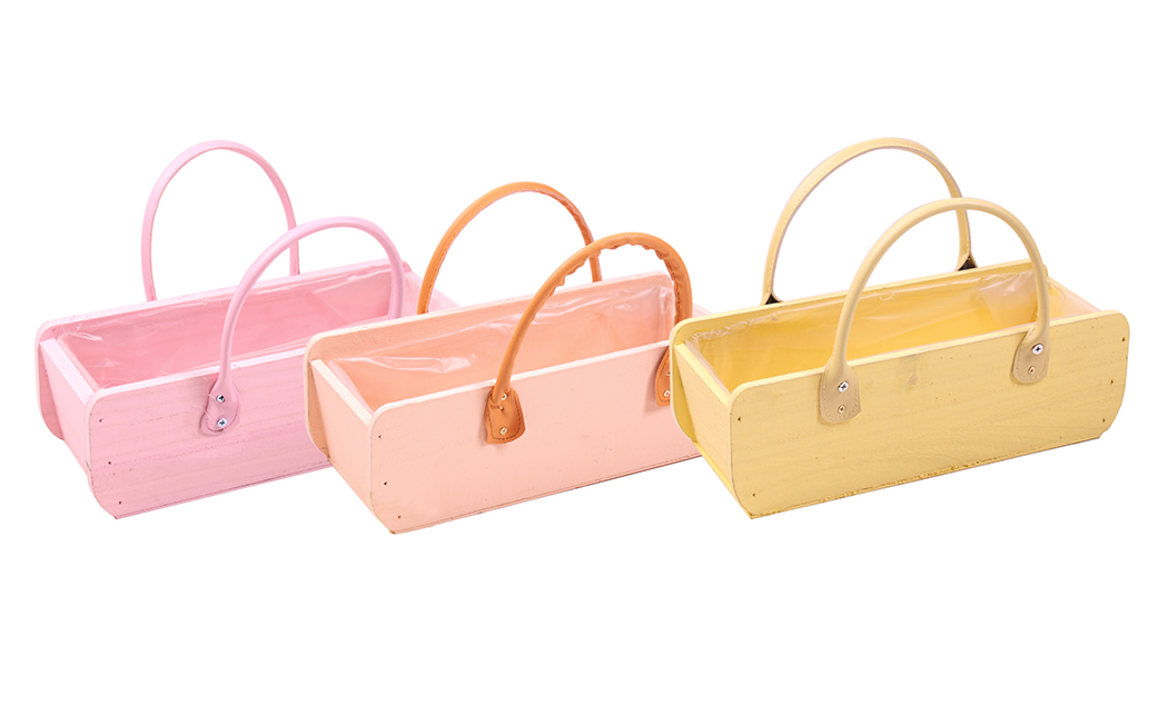 BORSA RETT.LEGNO MAN. PELLE H10 32X12CM. YEL