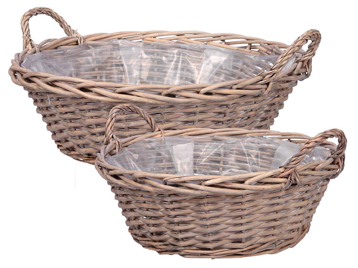 CESTO VIMINI C/MAN. S/2PZ. D.37-44CM. GREY