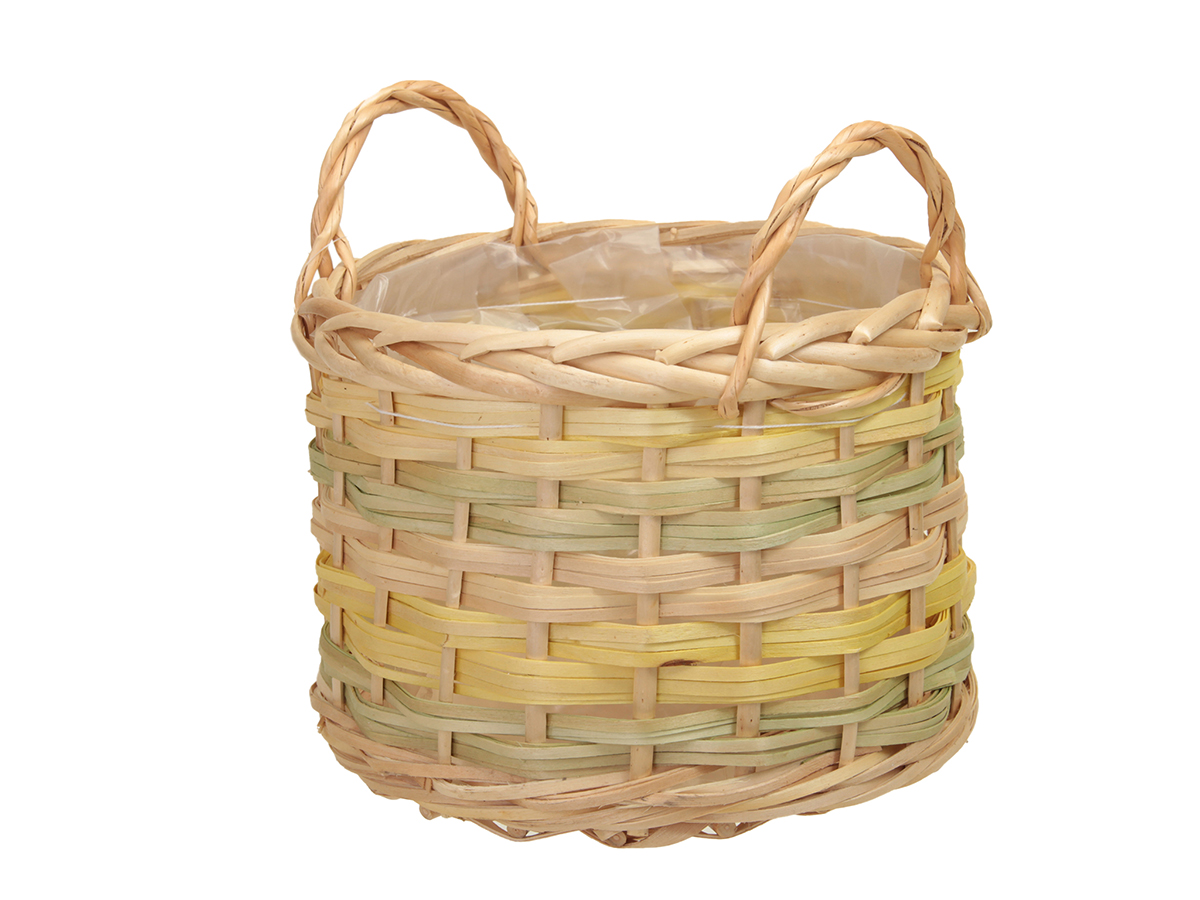 CESTO TONDO C/MAN. D22 H15CM. VERDE