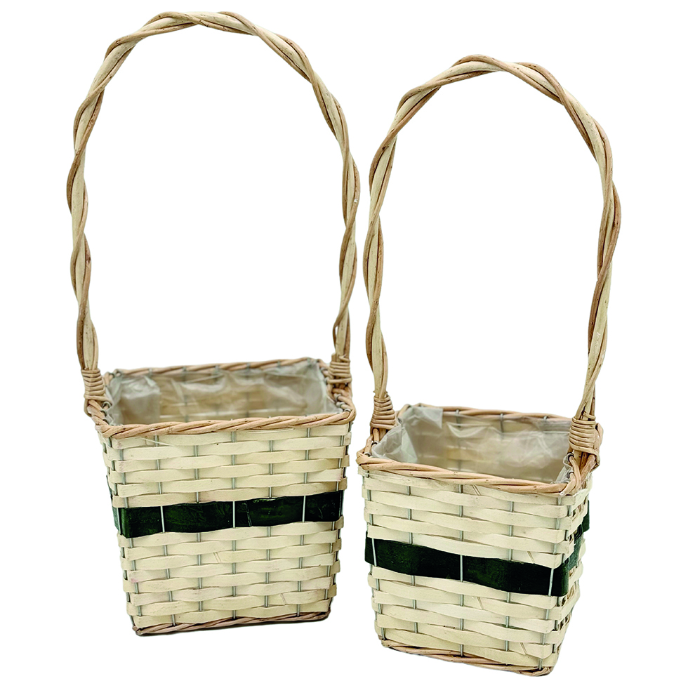 CESTO LEGNO RIGA VERDE QUADR. S/2PZ. L18-21 H16-18CM.