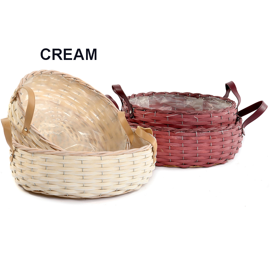 CESTO LEGNO SVAS.S/2PZ. D34-38 H10-12CM. CREMA