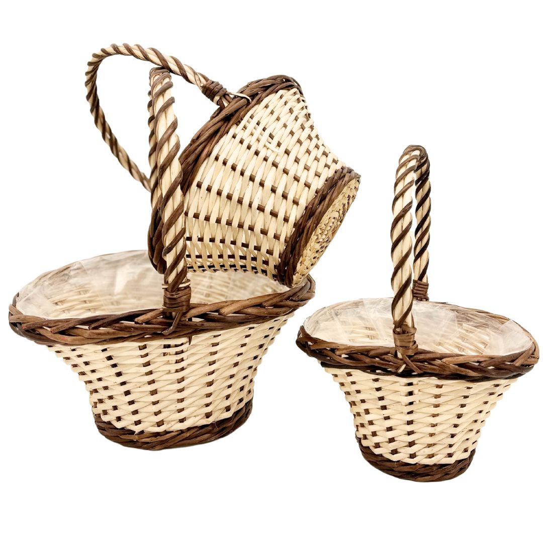 CESTO VIMINI OV.S/3 D25X20 40X31 H15-20CM. BORDO SCURO