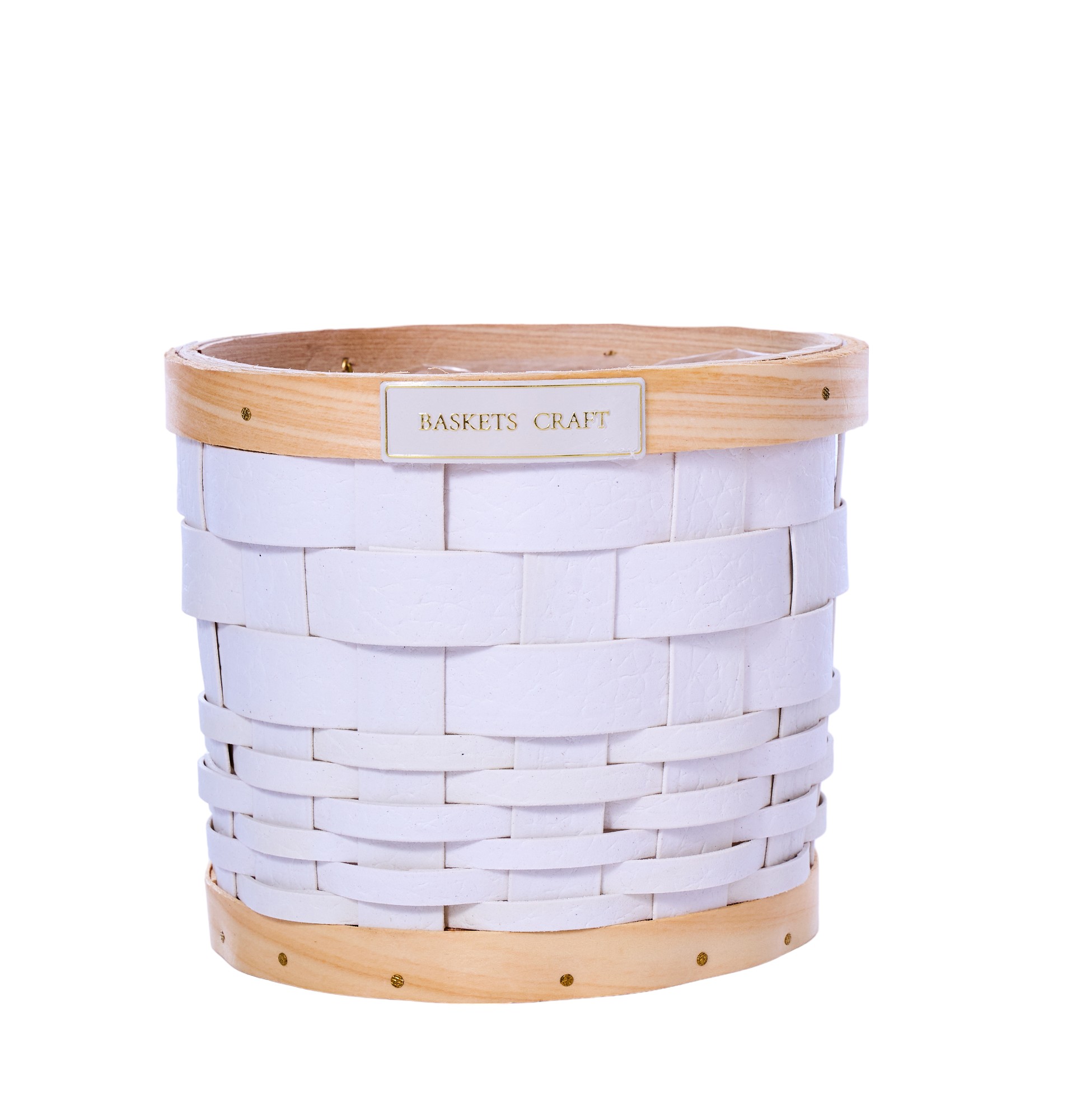 CESTO TONDO PLASTICA E LEGNO D14 H14CM.