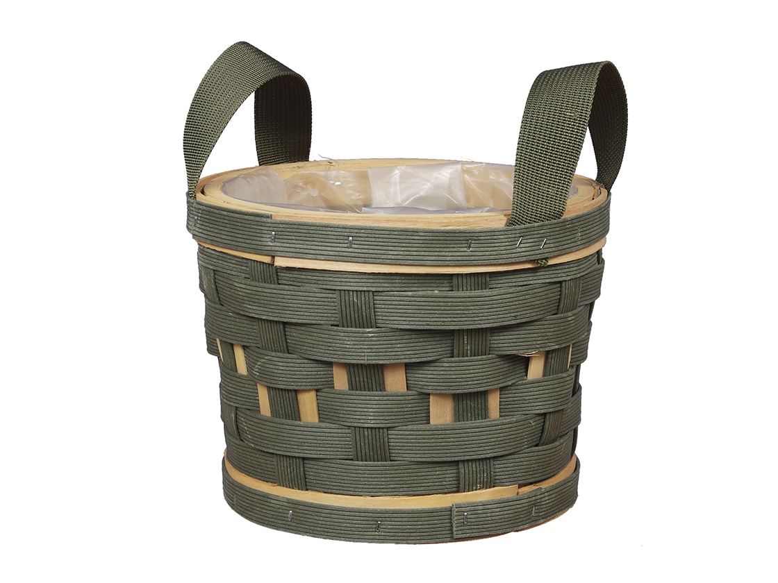 CESTO LEGNO C/FASCE PL D16,5 H13CM. MUSCHIO