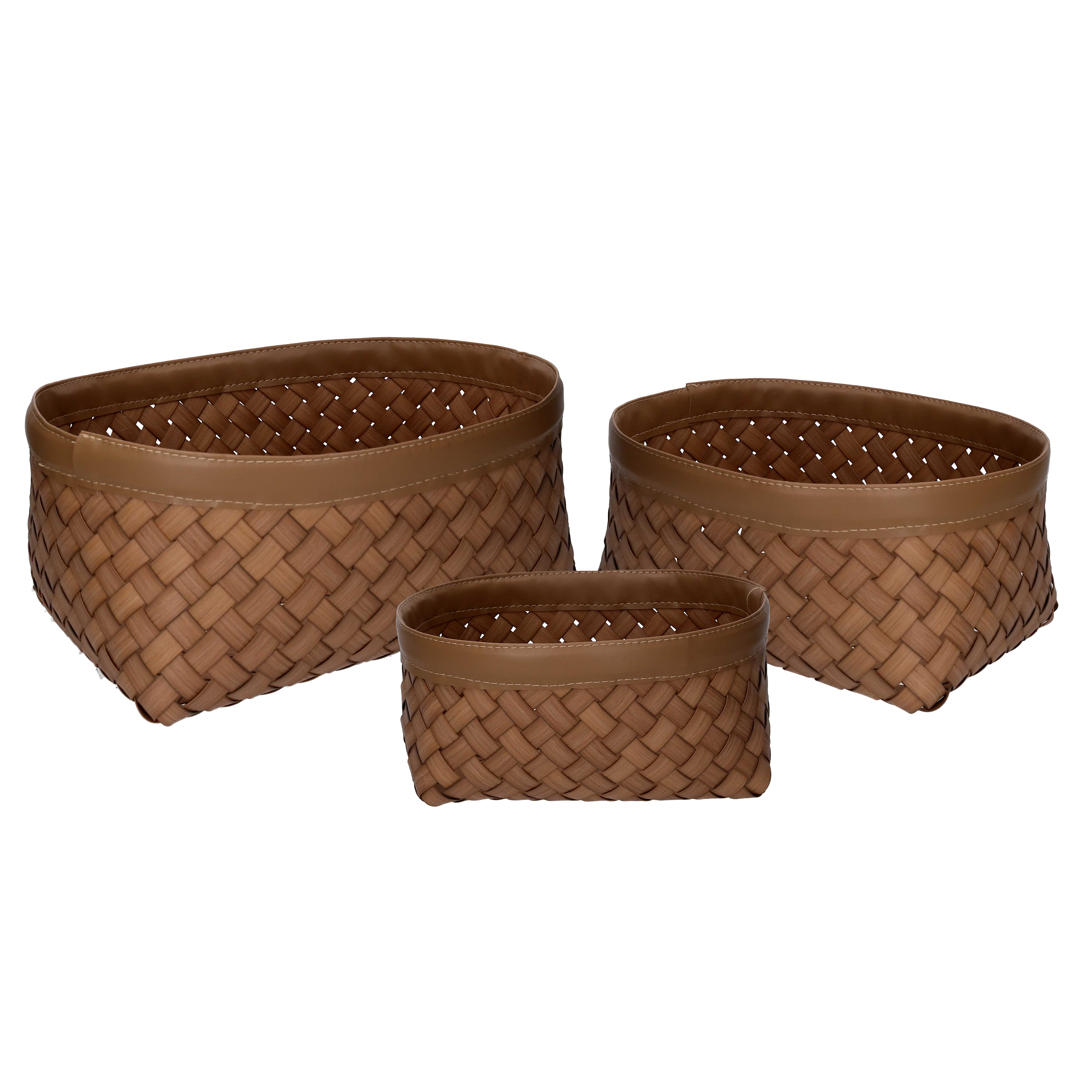 CESTO RETT.PLAST. INTRECCIO S/3PZ. H15,5-17,5-18CM. NAT