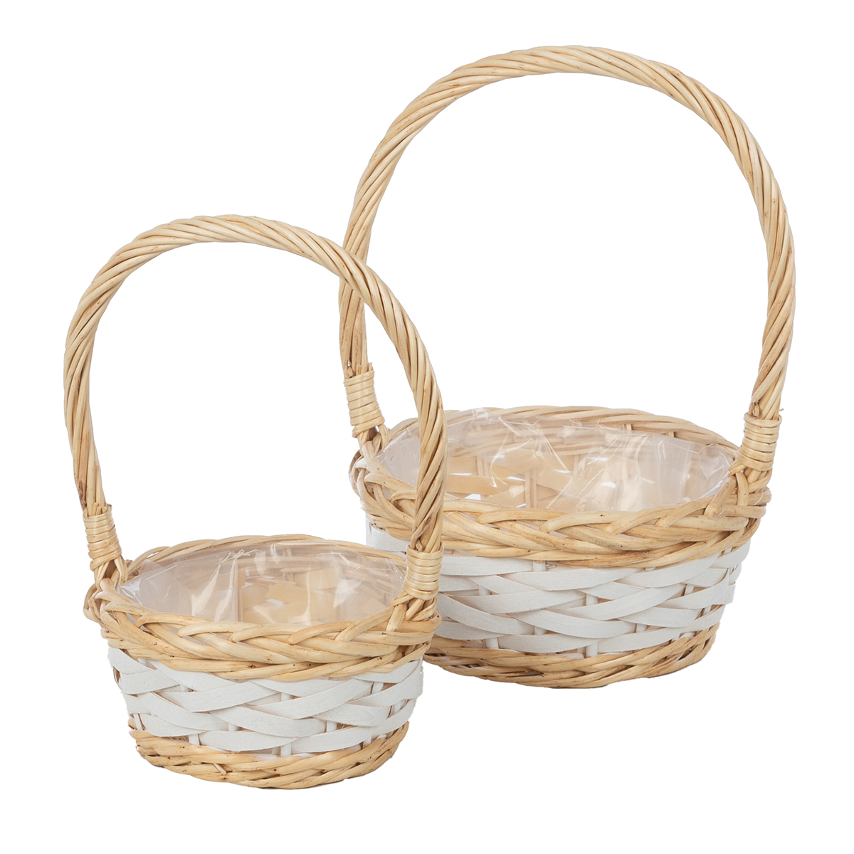 CESTO TONDO S/2PZ. D17-24 H10-12CM. INTRECC. BIANCO