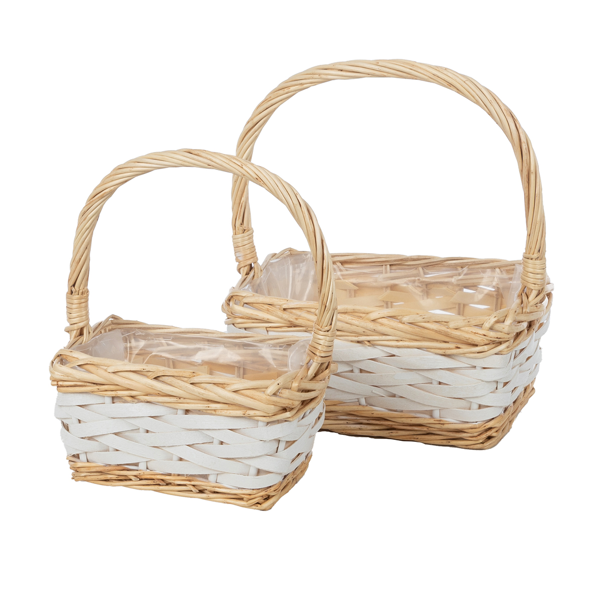 CESTO RETT.S/2PZ. 23X14 H11 28X19 H13CM. INTRECC. BIANCO