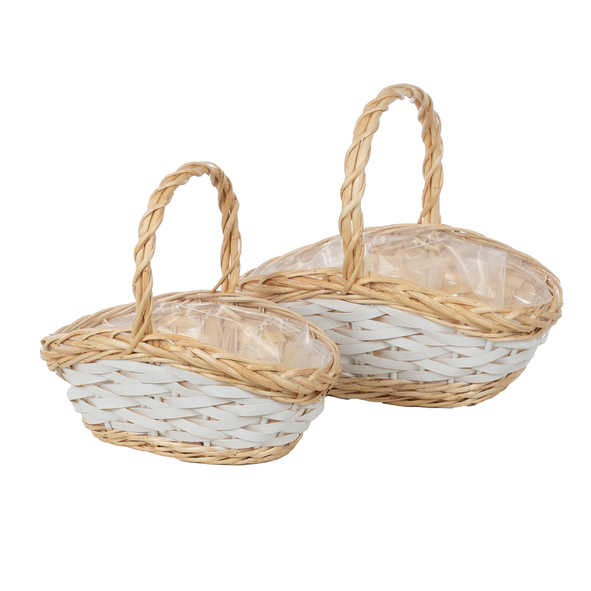 CESTO OV.S/2PZ. 31X20 H11 39X25 H12CM. INTRECC. BIANCO