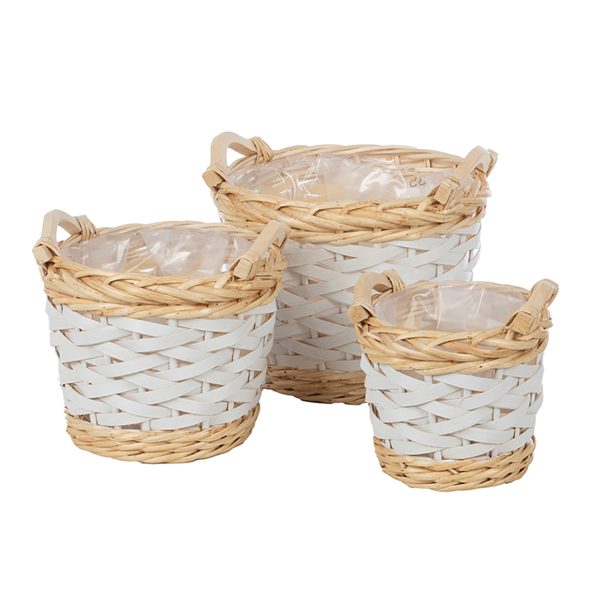 CESTO S/3PZ. P.D17 H16 G.D26 H21CM. INTRECC. BIANCO