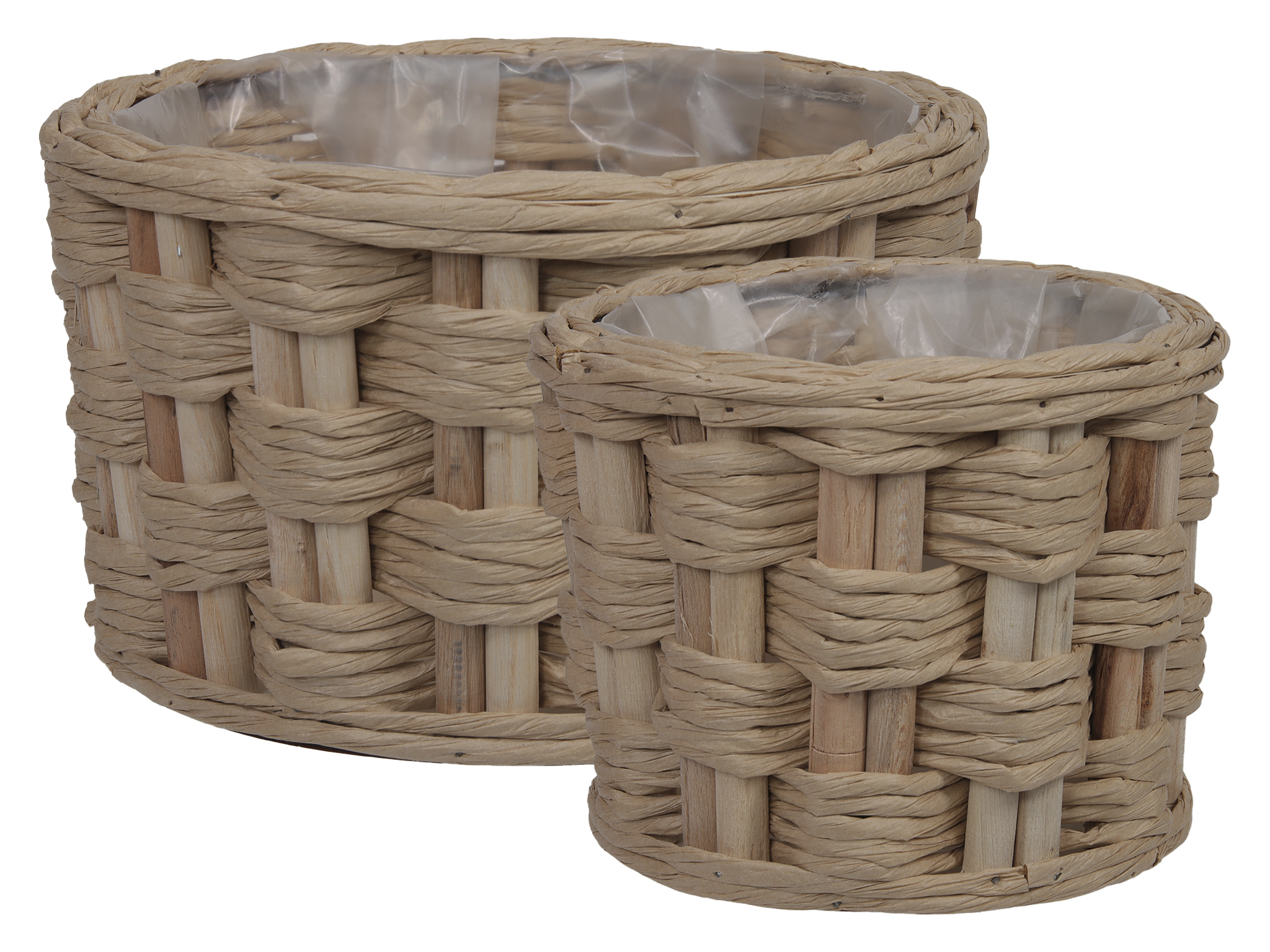 CESTO TONDO PAPER S/2PZ. D18-23 H13-14CM. BEIGE