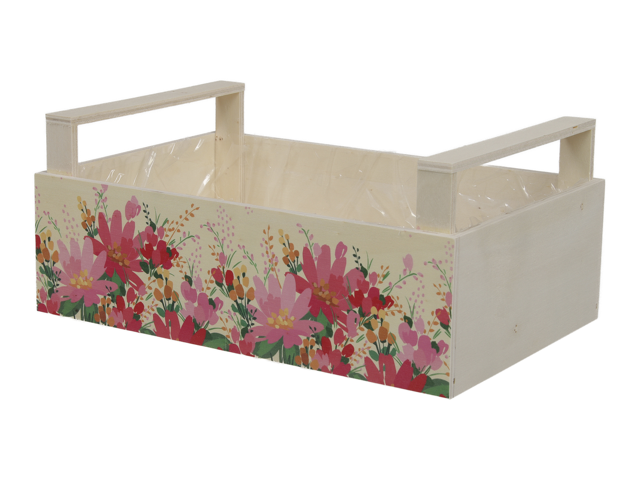 CASSETTA LEGNO 26X17 H8CM. FIORI ROSA