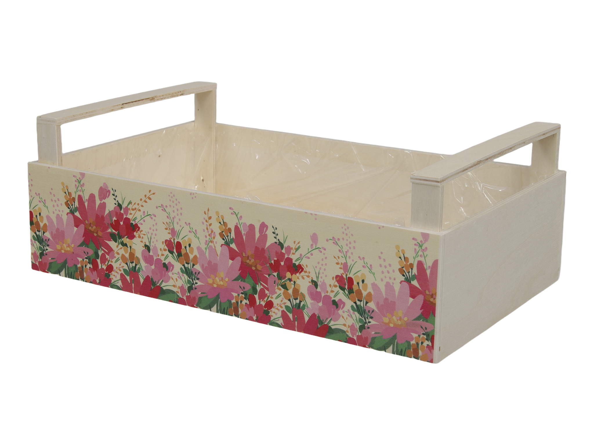 CASSETTA LEGNO 32X20 H8CM. FIORI ROSA