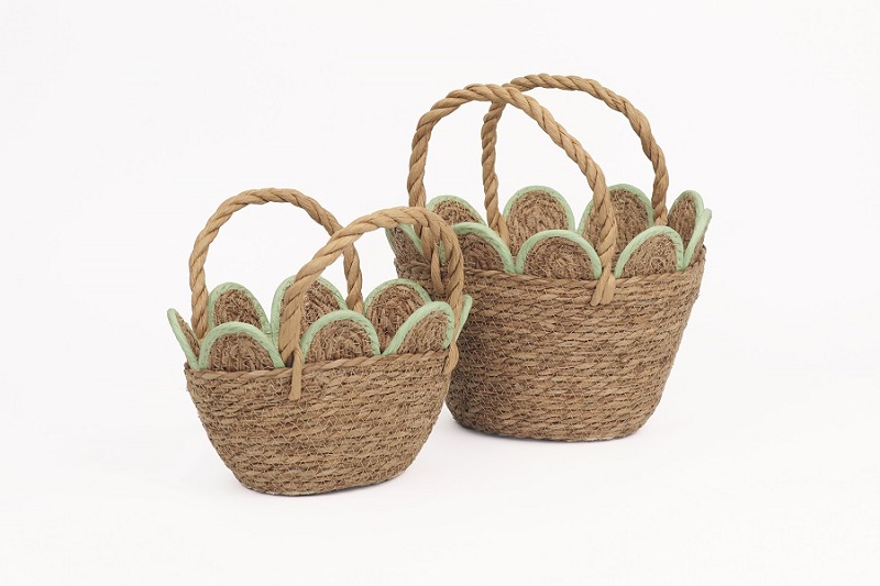 BORSE PETALI S/2PZ. 25X17 H15 30X20 H20CM. VERDE CH.
