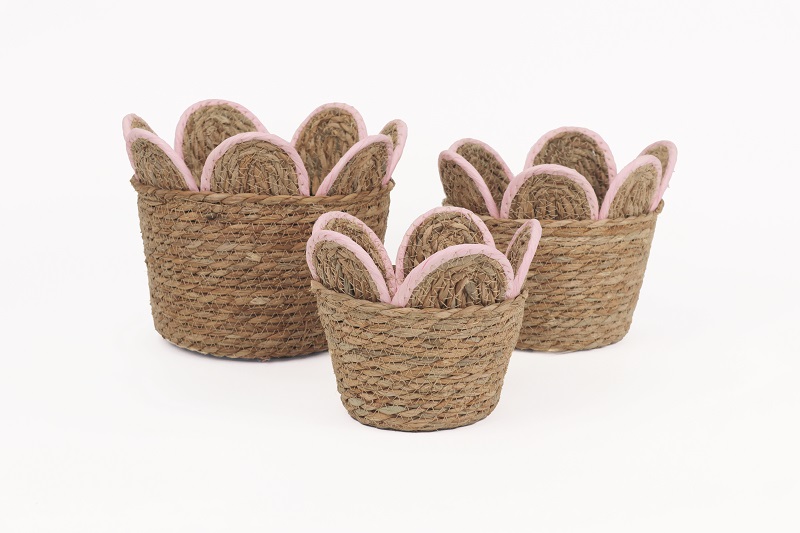 CESTI PETALI S/3PZ. D16-21-25 H11-13-16CM. ROSA