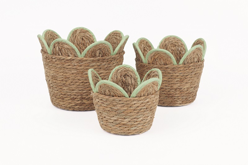 CESTI PETALI S/3PZ. D16-21-25 H11-13-16CMCM. VERDE