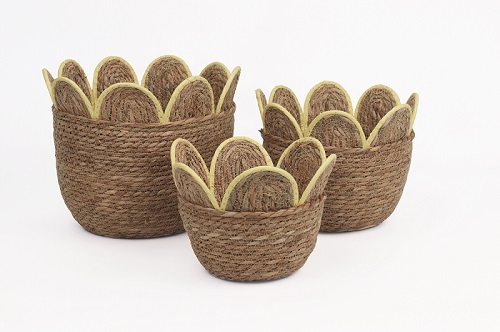 CESTI PETALI S/3PZ. D24-27-30 H17-21-25CM. GIALLO