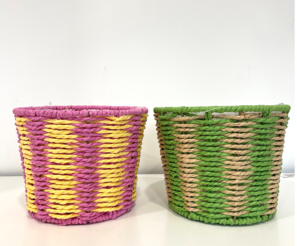 CESTO CORDA D19,5 H15CM. 2PZ VERDE/ROSA