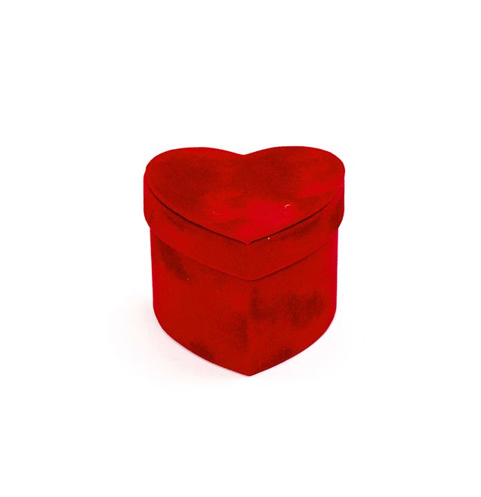 SCATOLA CUORE VELVET 4PZ. 9X8,5 H7,3CM. ROSSO