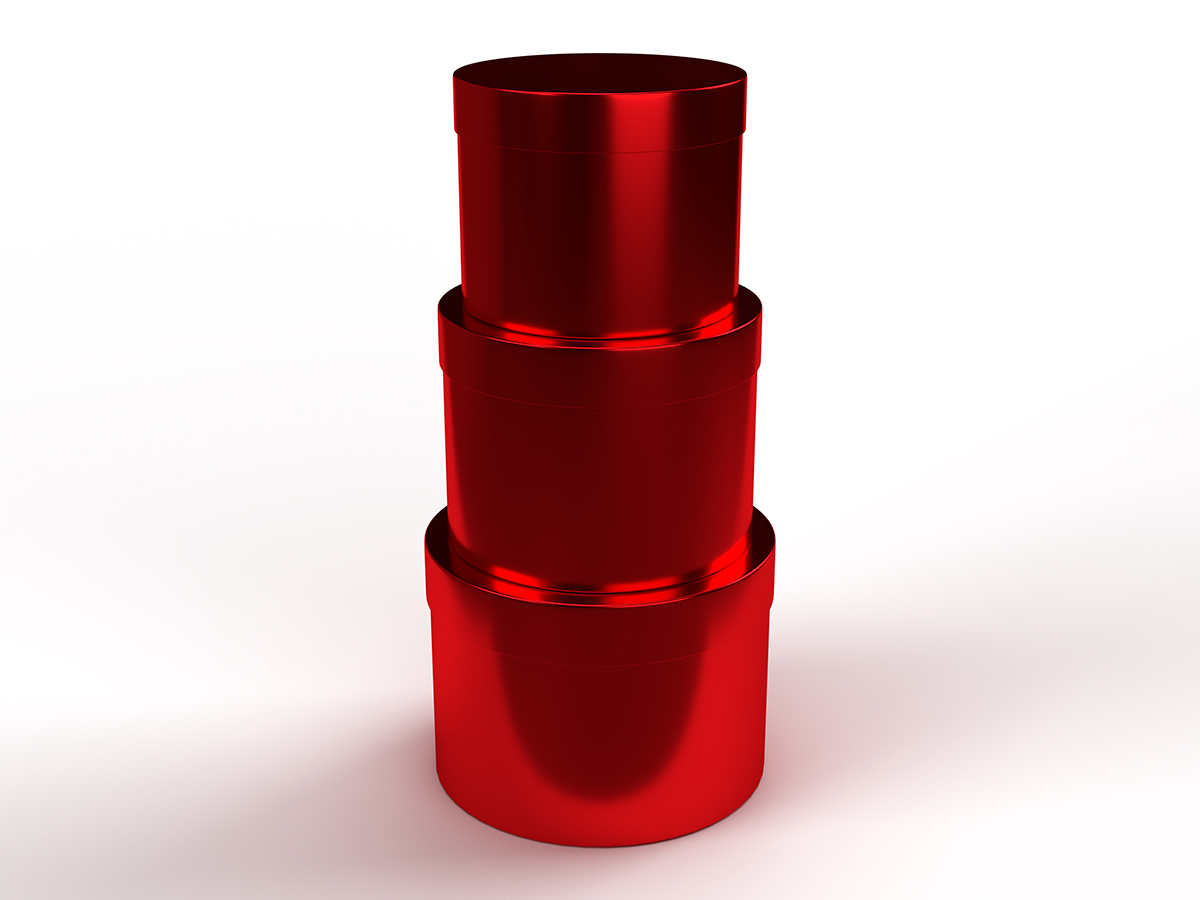 SCAT.TONDE METAL S/3PZ. D12-14,5-17CM. ROSSO