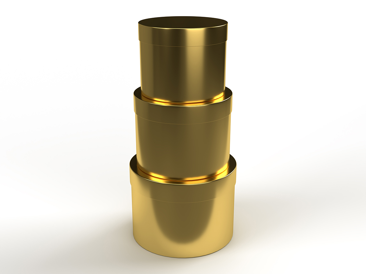 SCAT.TONDE METAL S/3PZ. D12-14,5-17CM. ORO