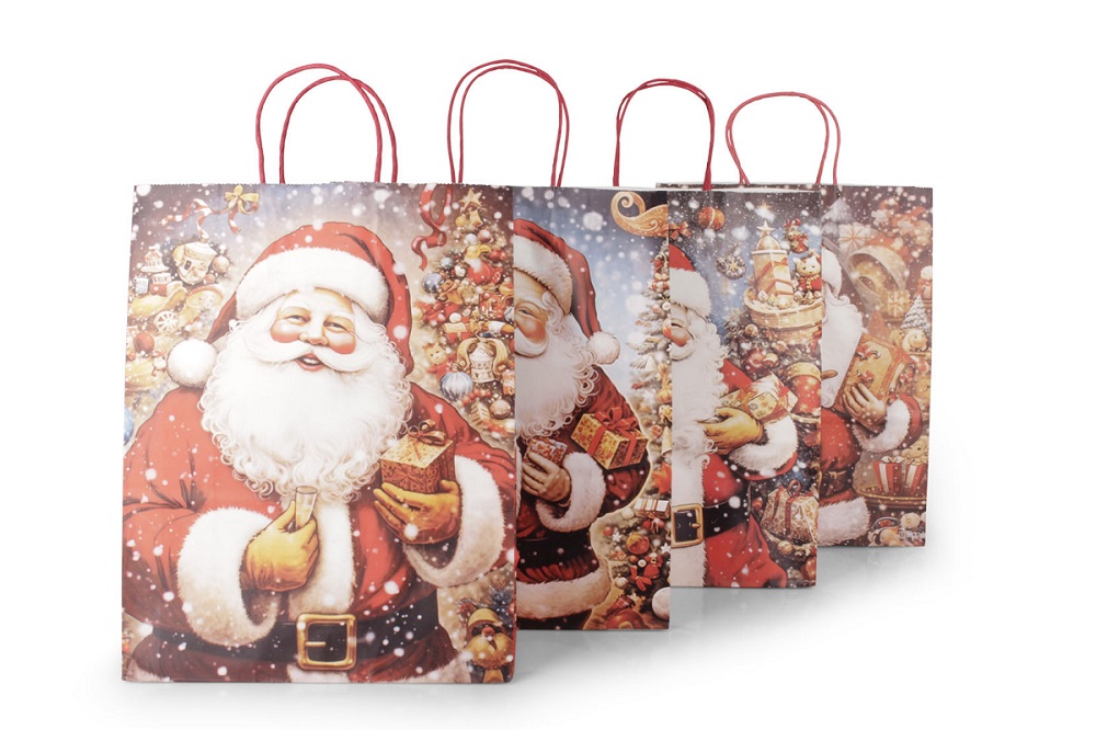 SHOPPER NATALIZIO 26X12 H33CM. 16PZ. ROSSO