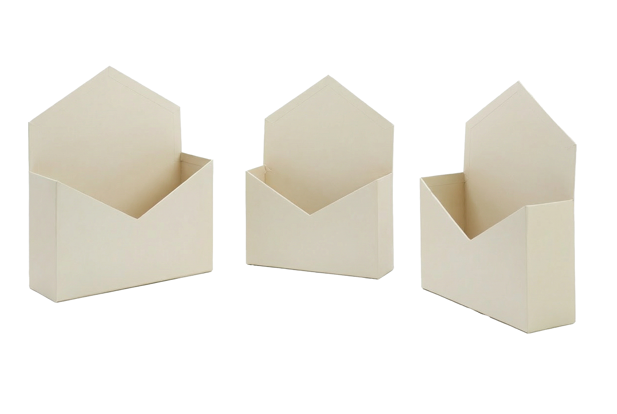 SCAT.BUSTA S/3PZ. 15X5 19,5X6,5 21X8 H12-13-14CM. BIANCO ANT.