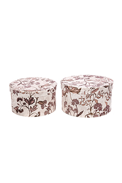 SCAT.VELV.A FIORI S/2PZ. H16-14 D28-26CM. CREMA