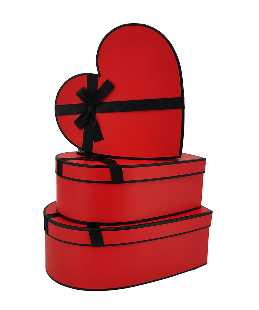 SCAT.A CUORE S/3PZ. H9-10-11 D26-30-33CM. ROSSO