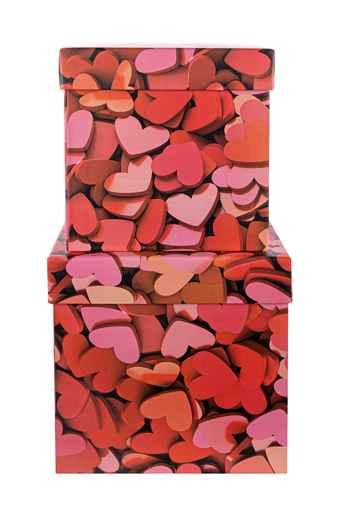 SCAT.QUAD.S/2PZ. 20X20 23X23CM. C/CUORI