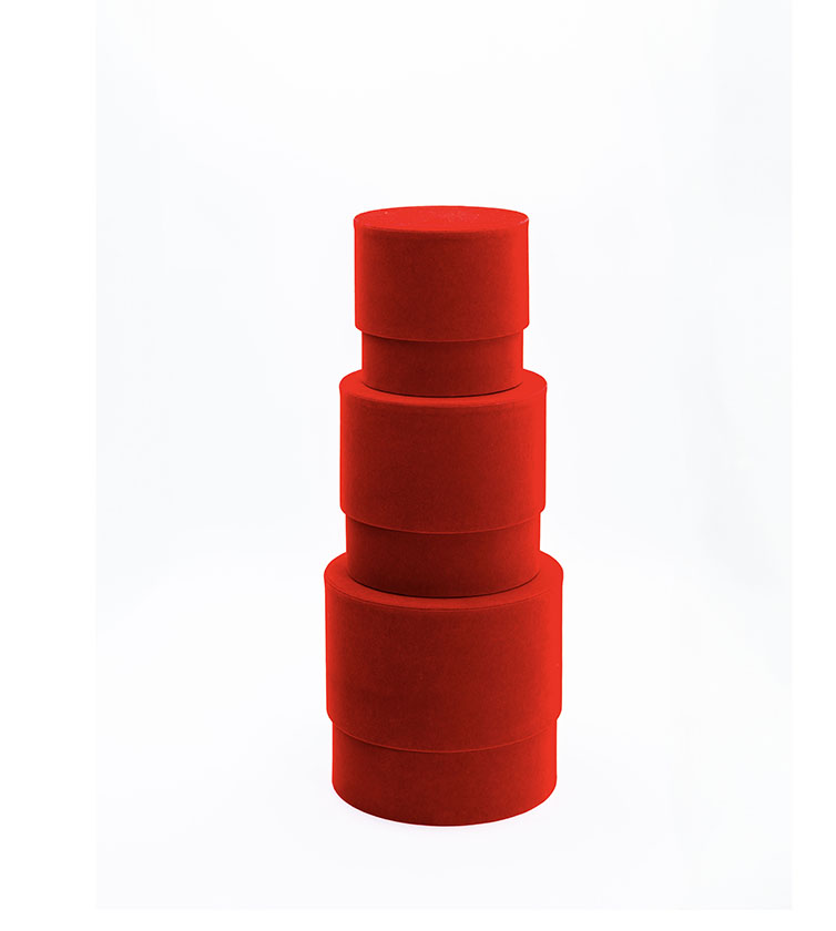 SCAT.TONDE VELOURS S/3PZ. D12-14-16CM. ROSSO