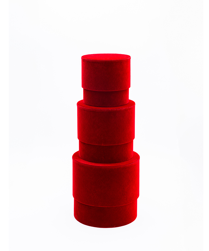 SCAT.TONDE VELOURS S/3PZ. D12-14-16CM. BORDO'