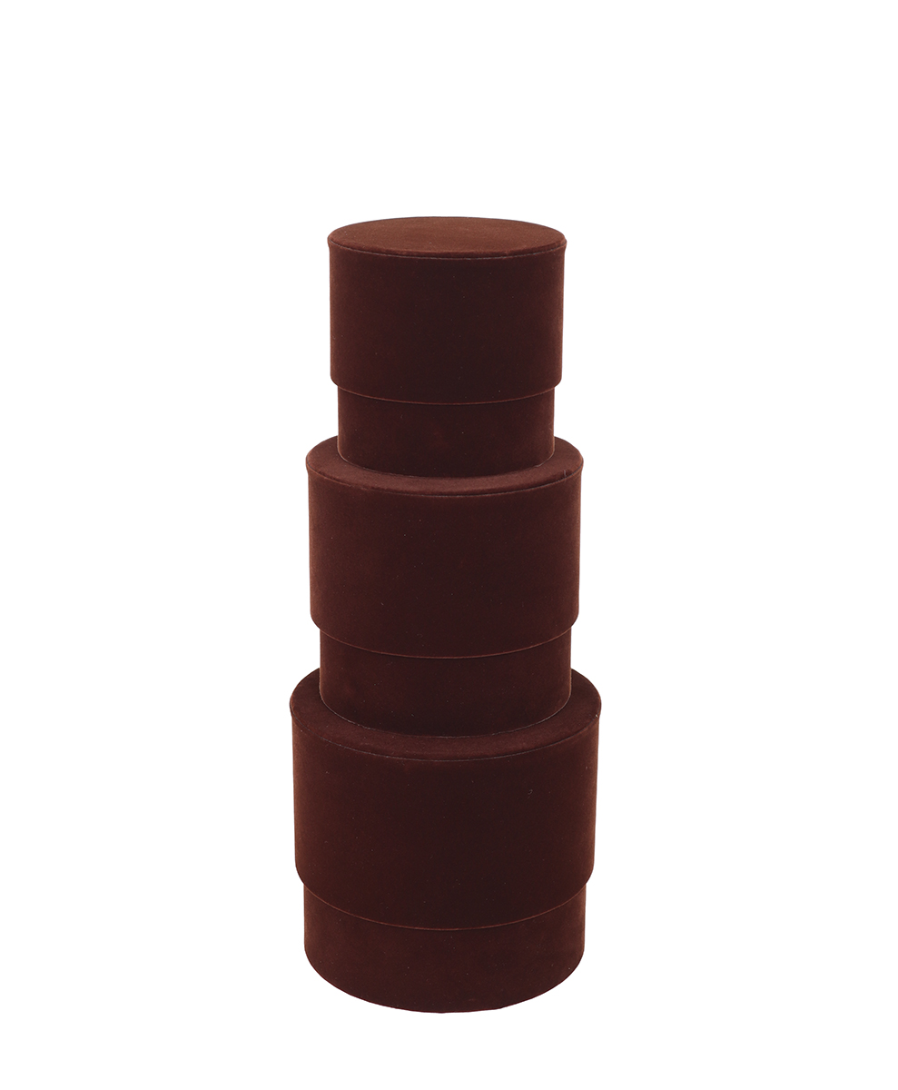 SCAT.TONDE VELOURS S/3PZ. D12-14-16CM. MARRONE
