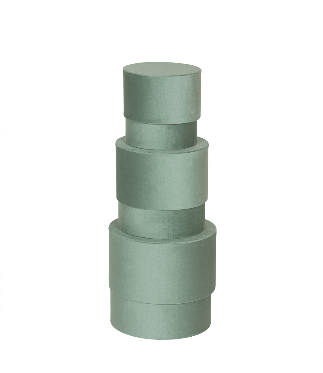 SCAT.TONDE VELOURS S/3PZ. D12-14-16CM. CELADON