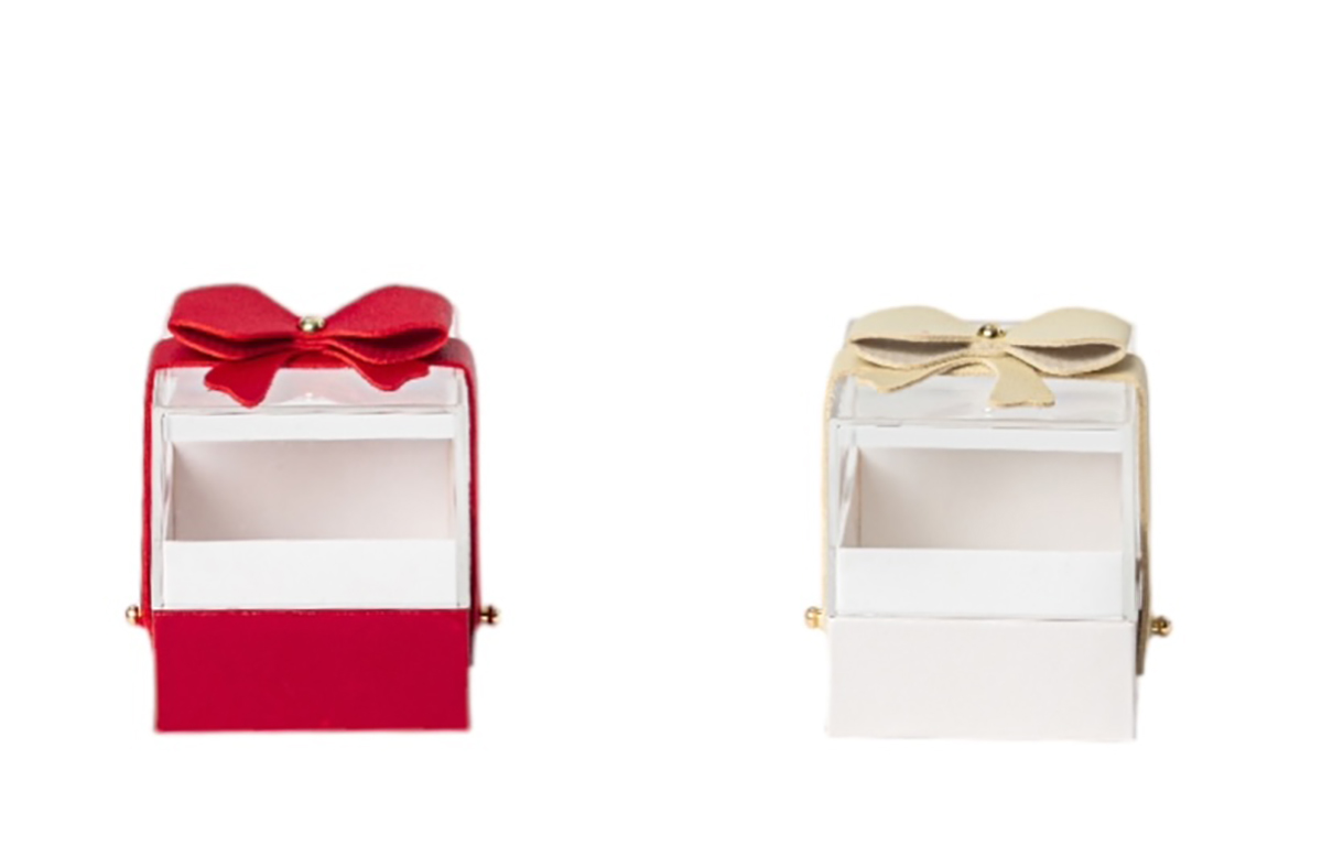 SCATOLA PLEXIGL. 9,5X9,5 H11CM. 2PZ. RED/WH