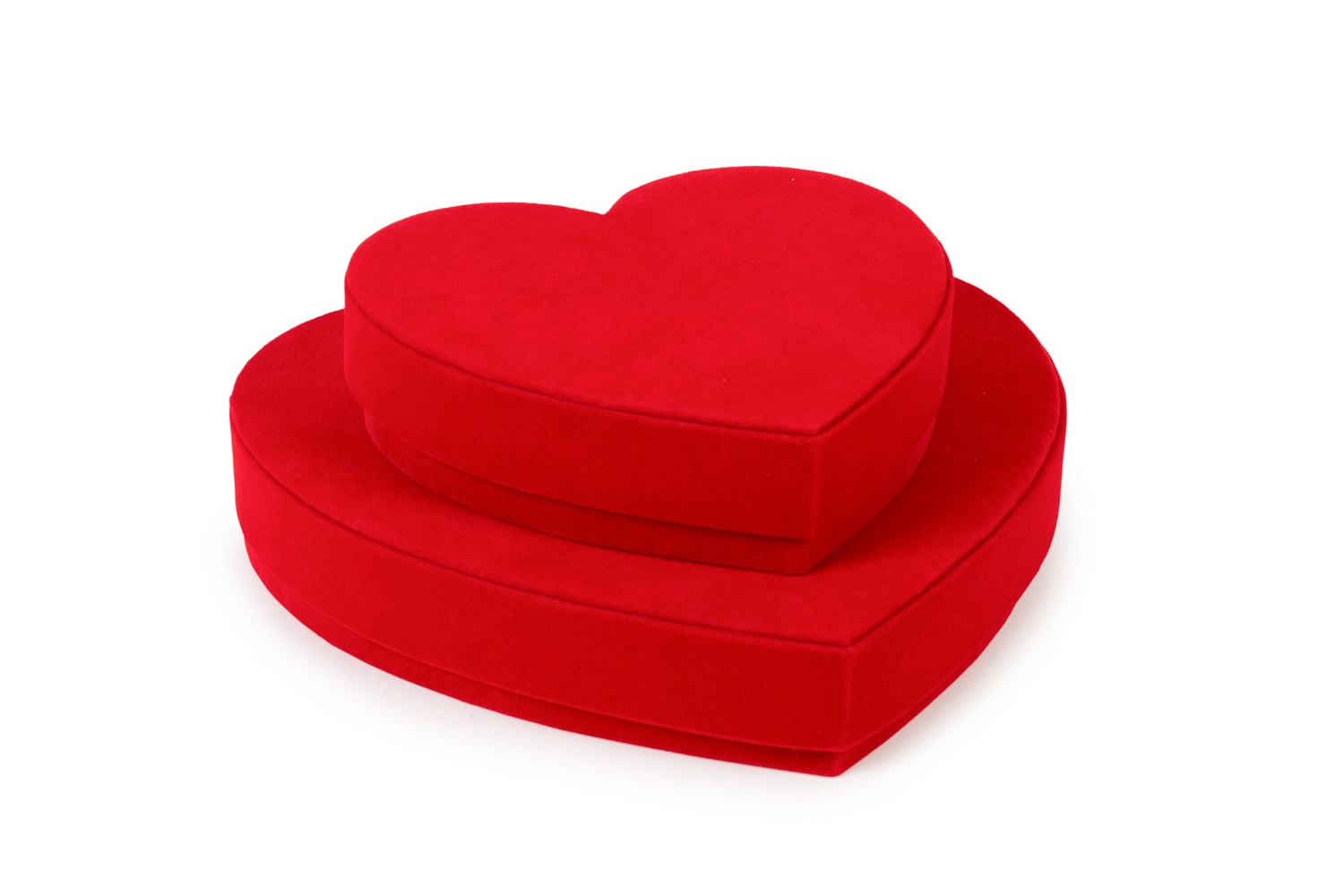 SCATOLA CUORE VELVET S/2PZ. D15,6-22 H4,1CM. ROSSO