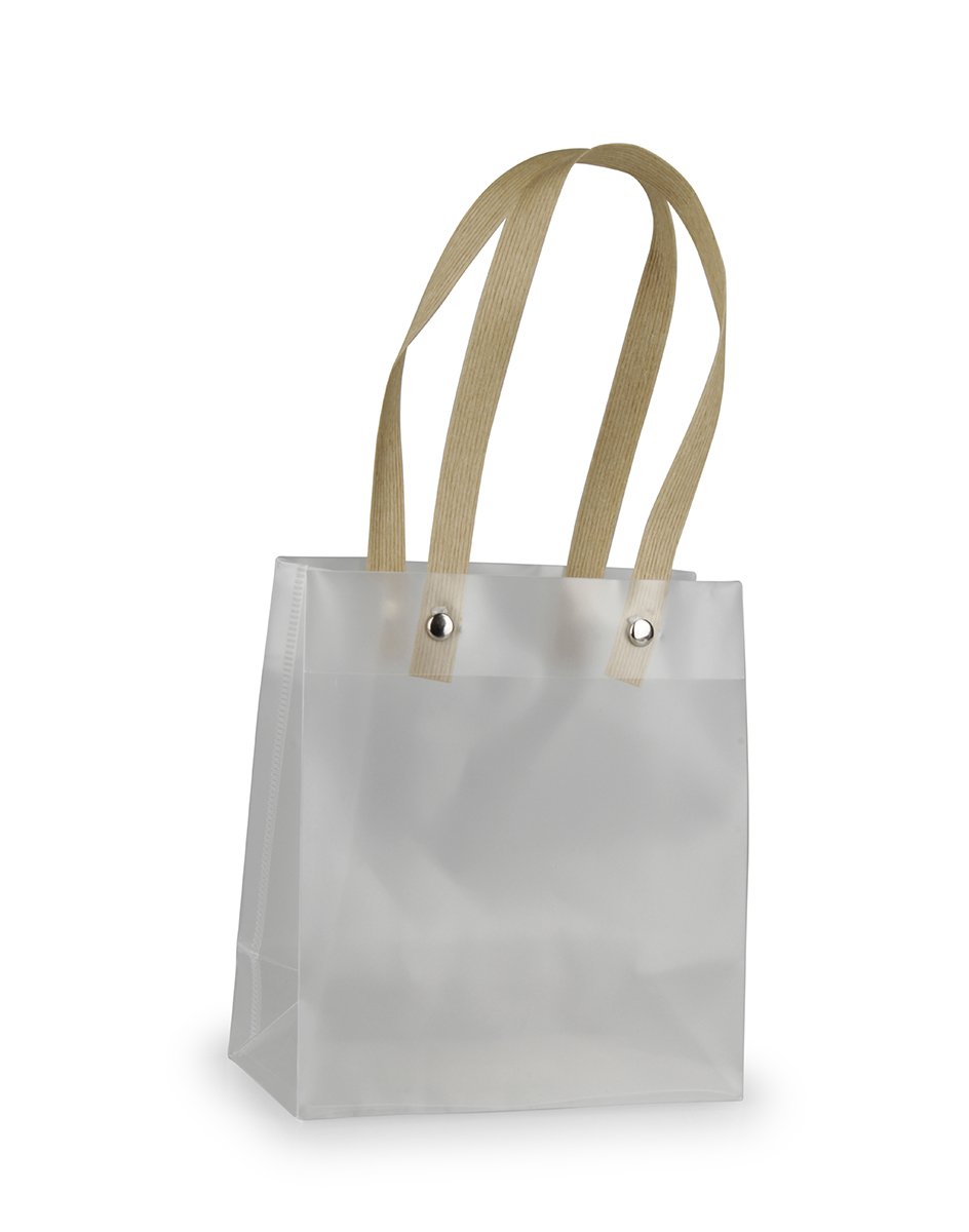 BUSTA TRASP.PVC C/MAN. CARTA 14X7 H15CM. 10PZ.